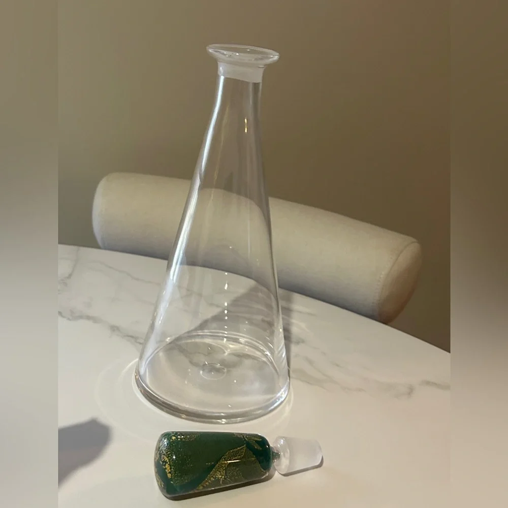 Artisan Glass Vase with Green Accent Stopper